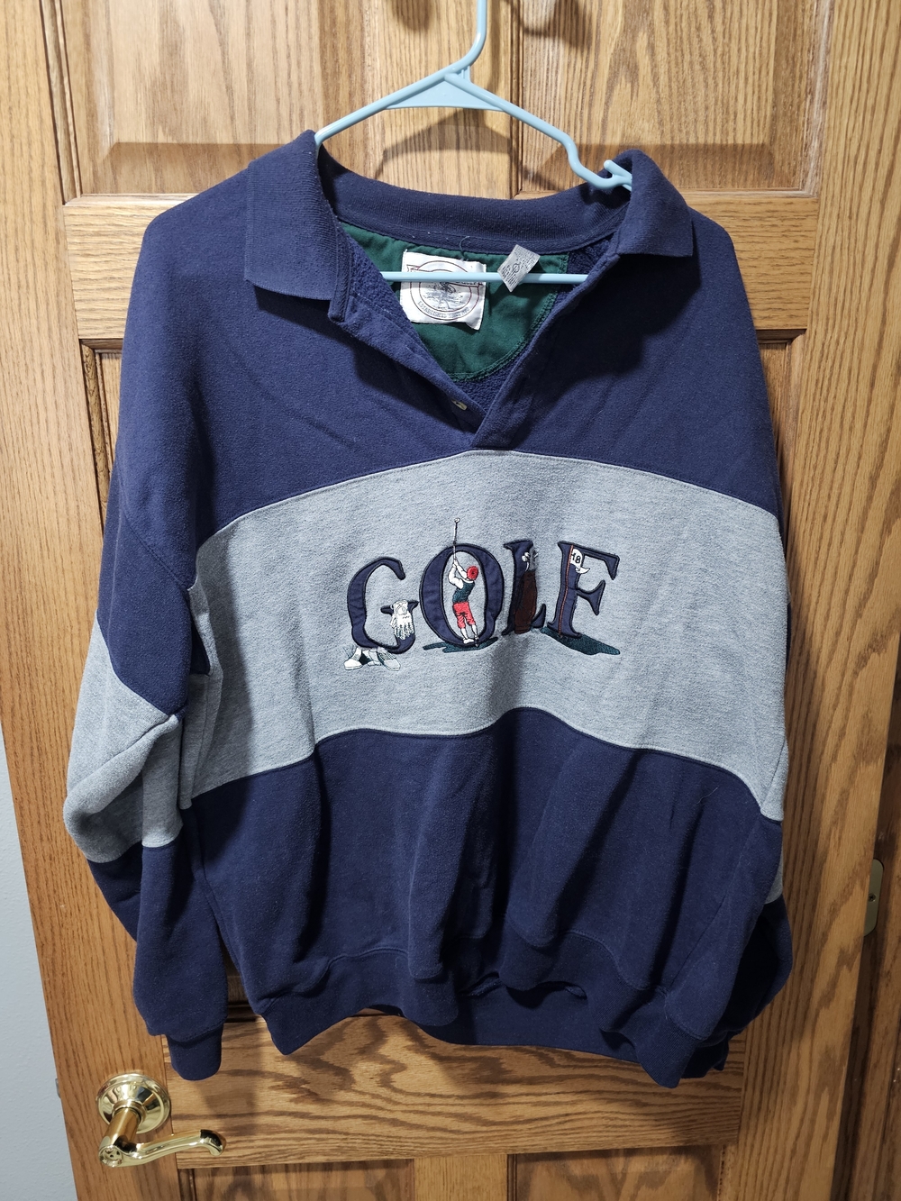 Vintage Men's Golf Pullover Sweatshirt - Navy & Gray